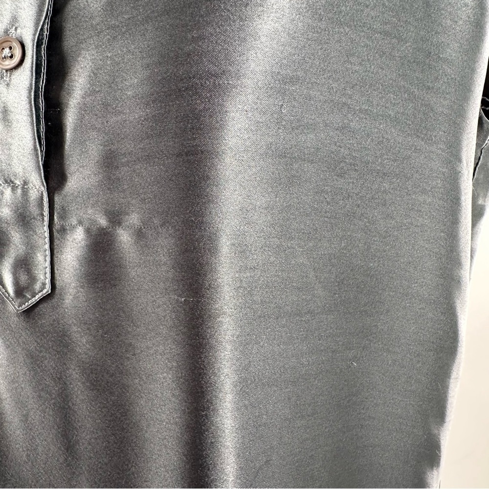 Eileen Fisher dress size SP greenish gray 100% silk button down resortwear - Picture 4 of 14